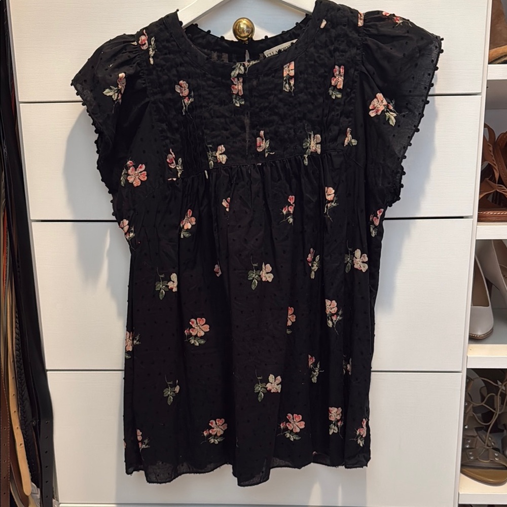 Ulla Johnson Black Floral Blouse